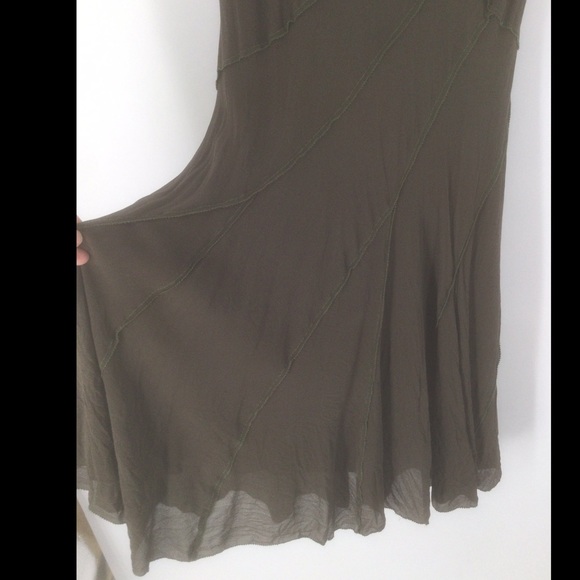 DKNY Small Silk Olive Green Cocktail Dress - Picture 7 of 12